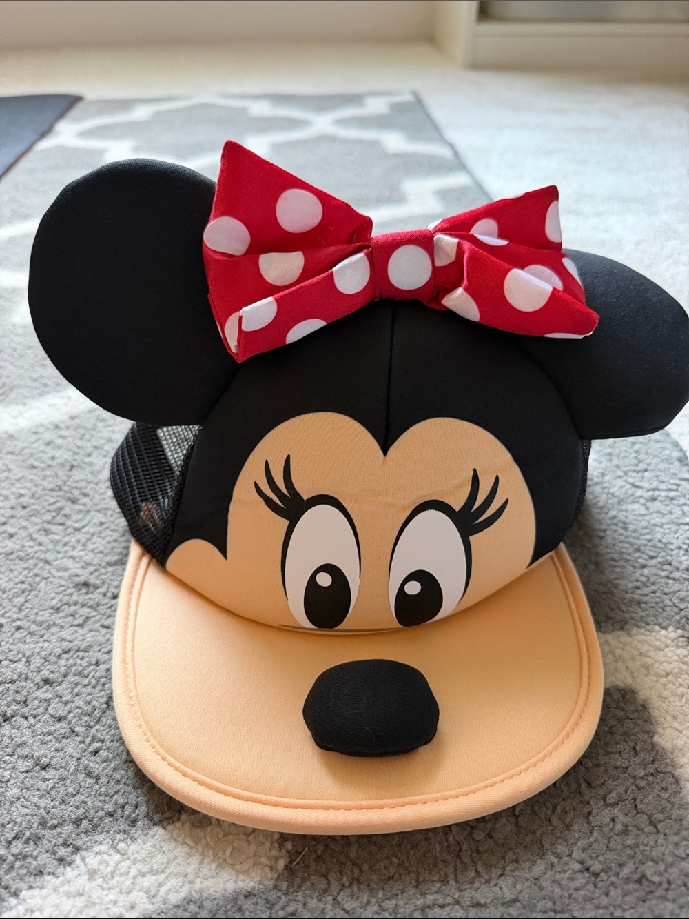 Disney Minnie Mouse Black & Red Polka Dot Bow Kids Hat